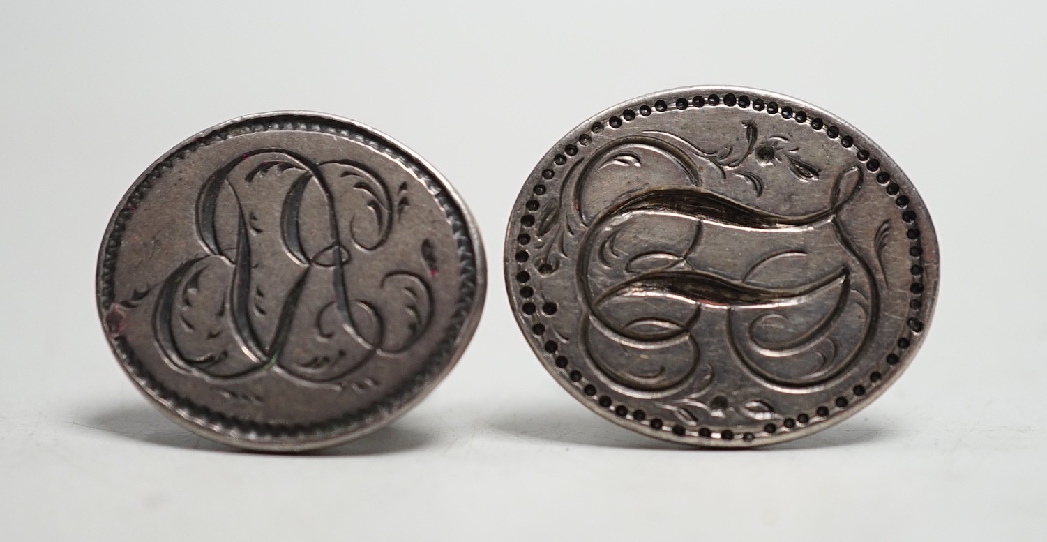A George III silver fob seal, by Peter & Ann Bateman, London, 1791, 22mm and one other Georgian silver seal, by Samuel Davenport?.
